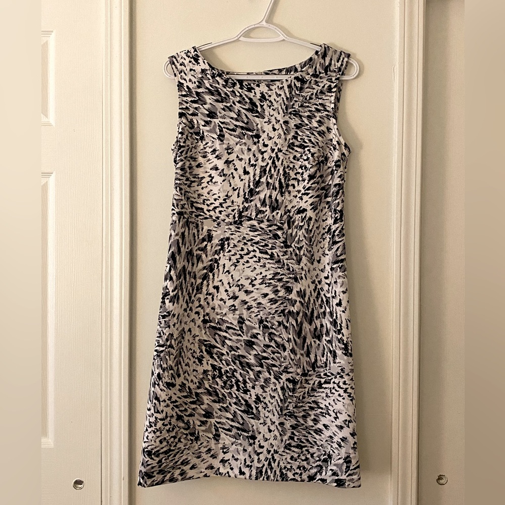 Worthington A-Line Black Cheetah Print Sleeveless Dress. Knee Length. Size M.